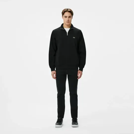 Classic Fit Yarım Fermuarlı Sweatshirt Siyah - 3