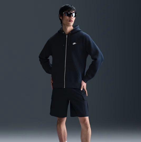 Club Fleece Full-Zip Kapüşonlu Üst Lacivert - 4