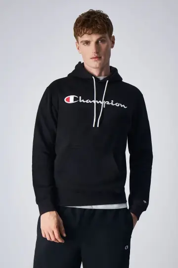 Embroidery Script Logo Fleece Hoodie Siyah - 2