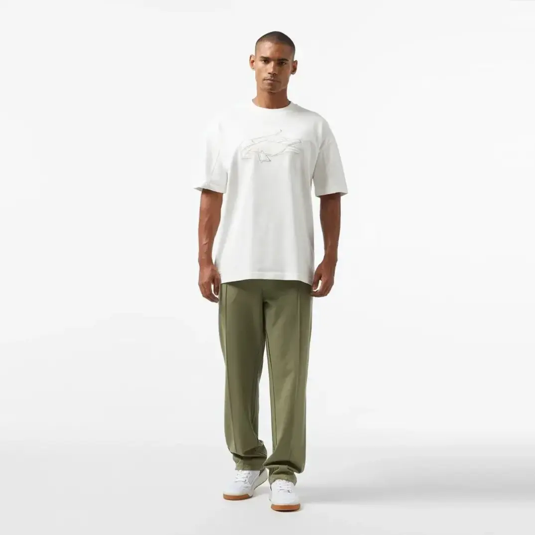 Oversize Fit Bisiklet Yaka Baskılı T-Shirt Beyaz - 4