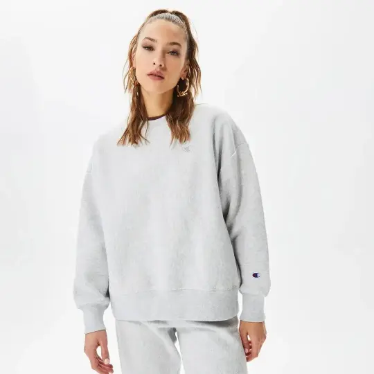 Powerblend Fleece Crew, C Logo Kadın Sweatshirt Gri