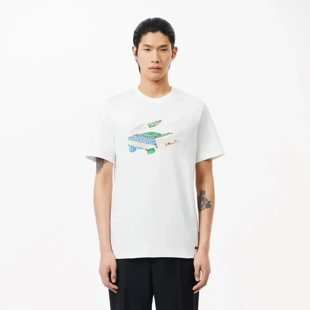 Regular Fit Bisiklet Yaka Baskılı T-Shirt Beyaz - 1