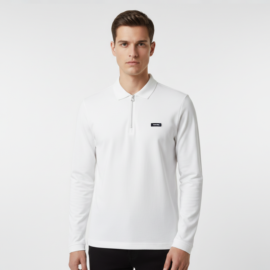 Smooth Uzun Kollu Polo Yaka Beyaz - 1