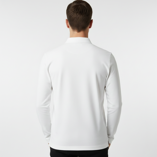 Smooth Uzun Kollu Polo Yaka Beyaz - 2