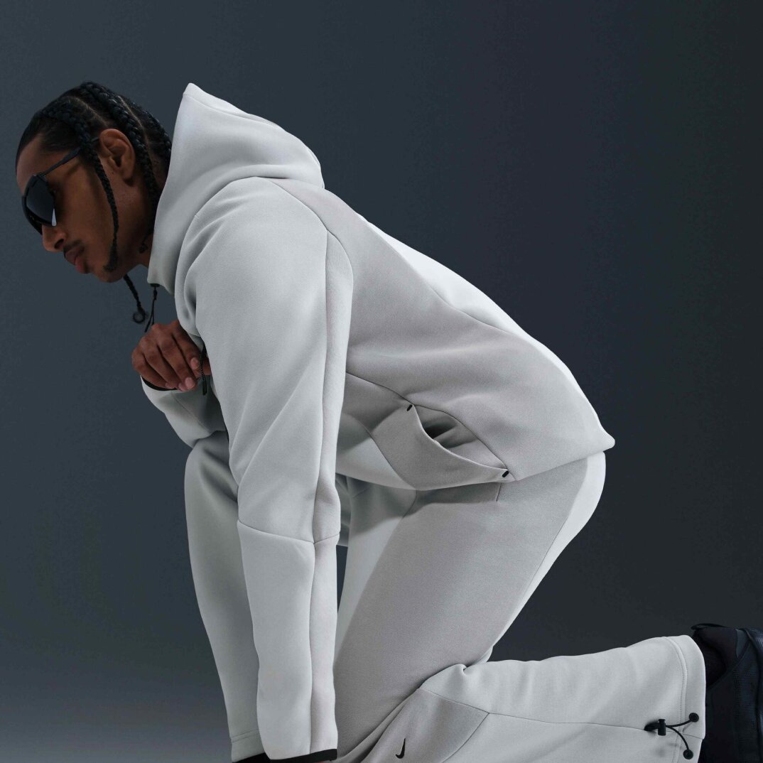 Tech Renk Bloklu Açık Paçalı Fleece Erkek Eşofman Altı Light Silver/Light Smoke - 5