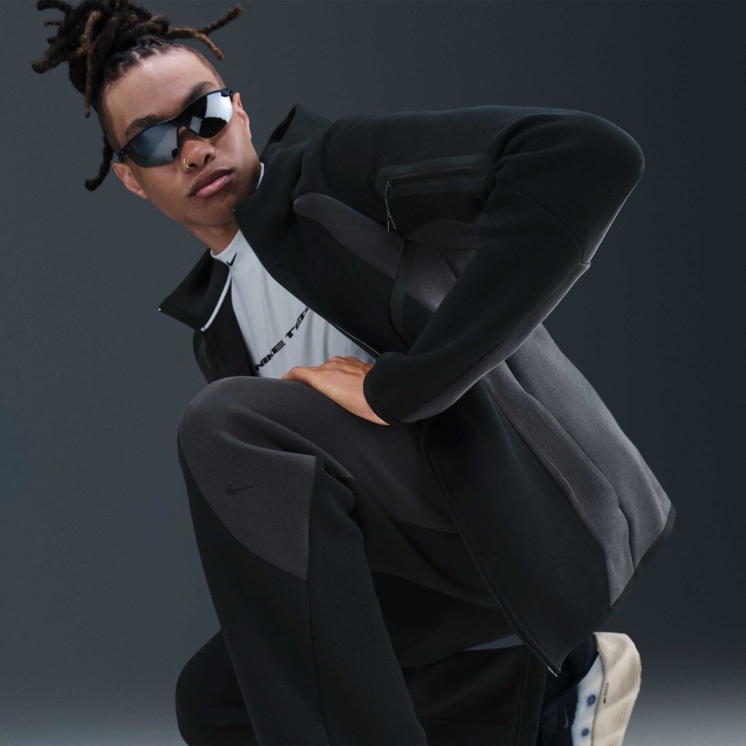 Tech Renk Bloklu Açık Paçalı Fleece Erkek Eşofman Altı Siyah/Anthracite/Siyah - 5