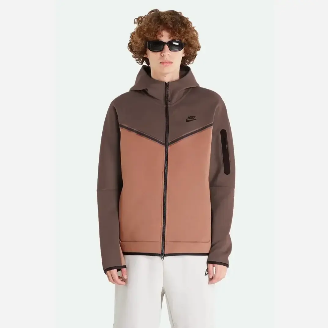 Tech Fleece Full Zip Hoodie Brown - 1