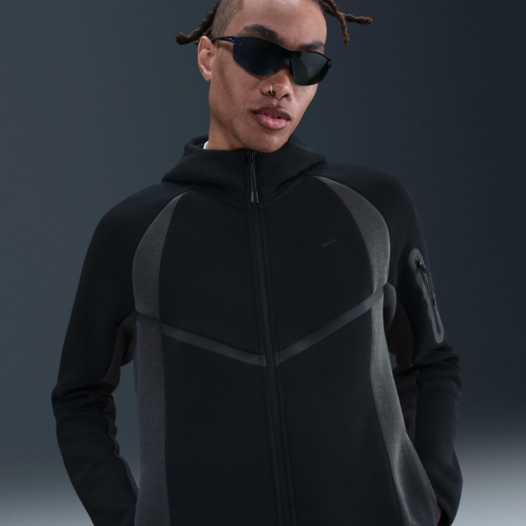 Tech Tam Boy Fermuarlı Fleece Windrunner Siyah/Anthracite/Siyah - 1