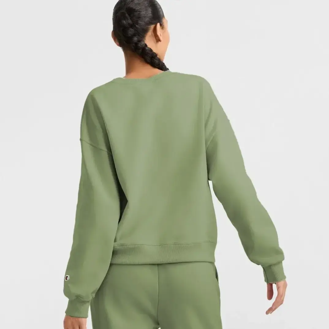 Tonal Embroidery Fleece Kadın Sweatshirt Yeşil - 2