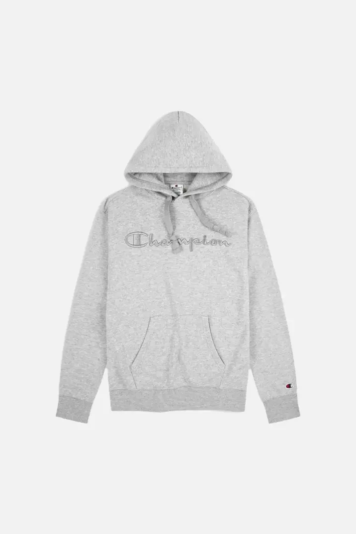 Tonal Embroidery Heavy Cotton Hoodie Gri - 1