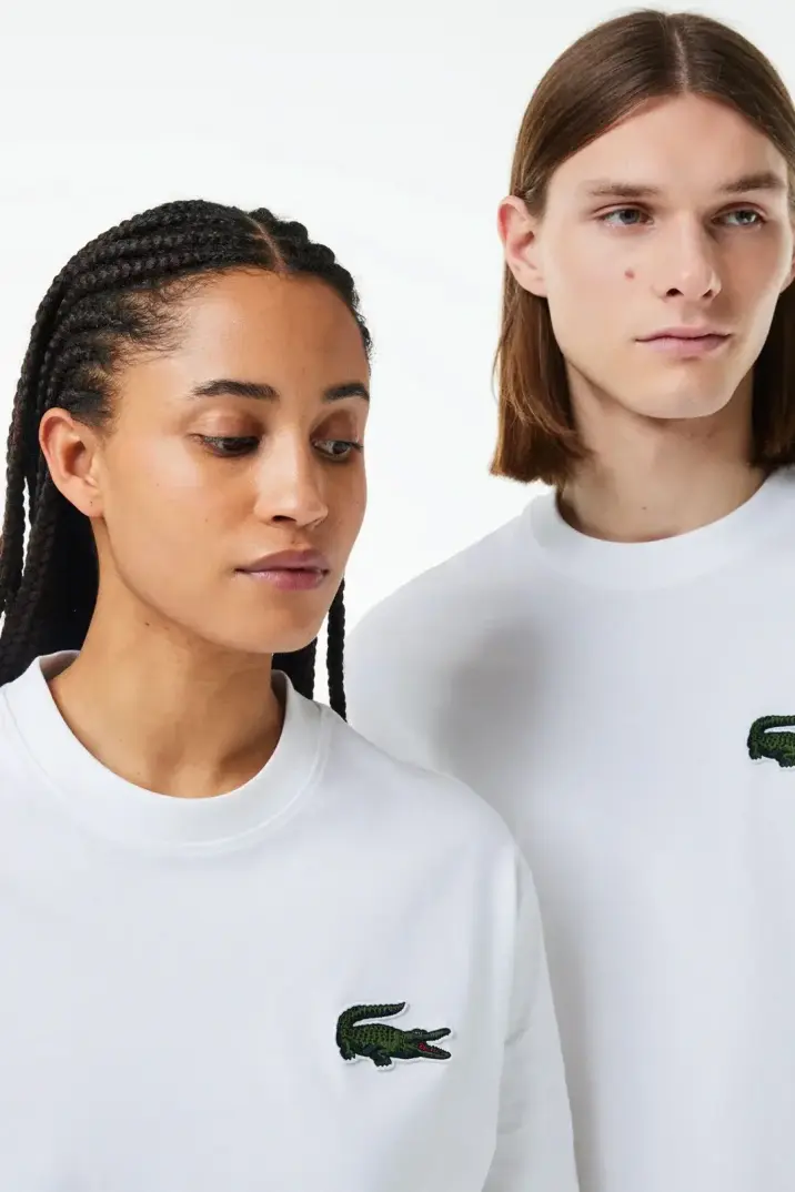 Unisex Loose Fit Large Croc Organic Heavy Tişört Beyaz - 3