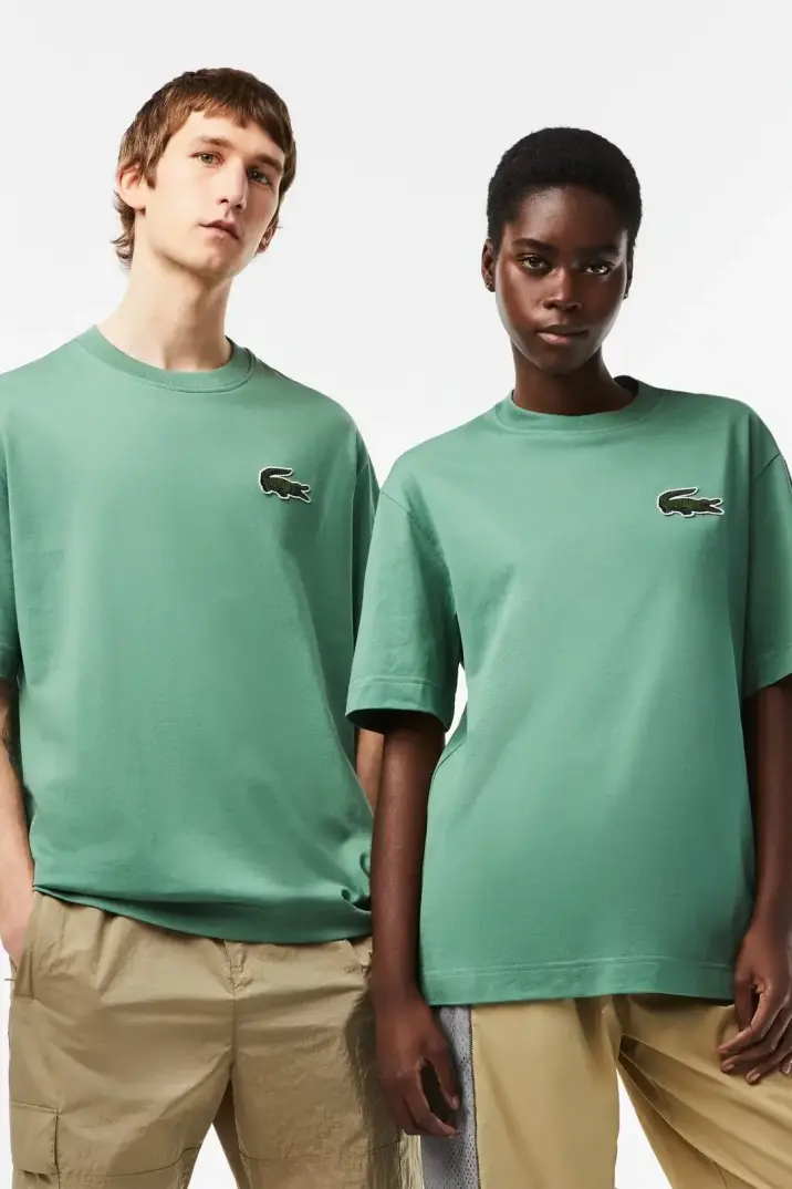 Unisex Loose Fit Large Croc Organic Heavy Tişört Yeşil - 1